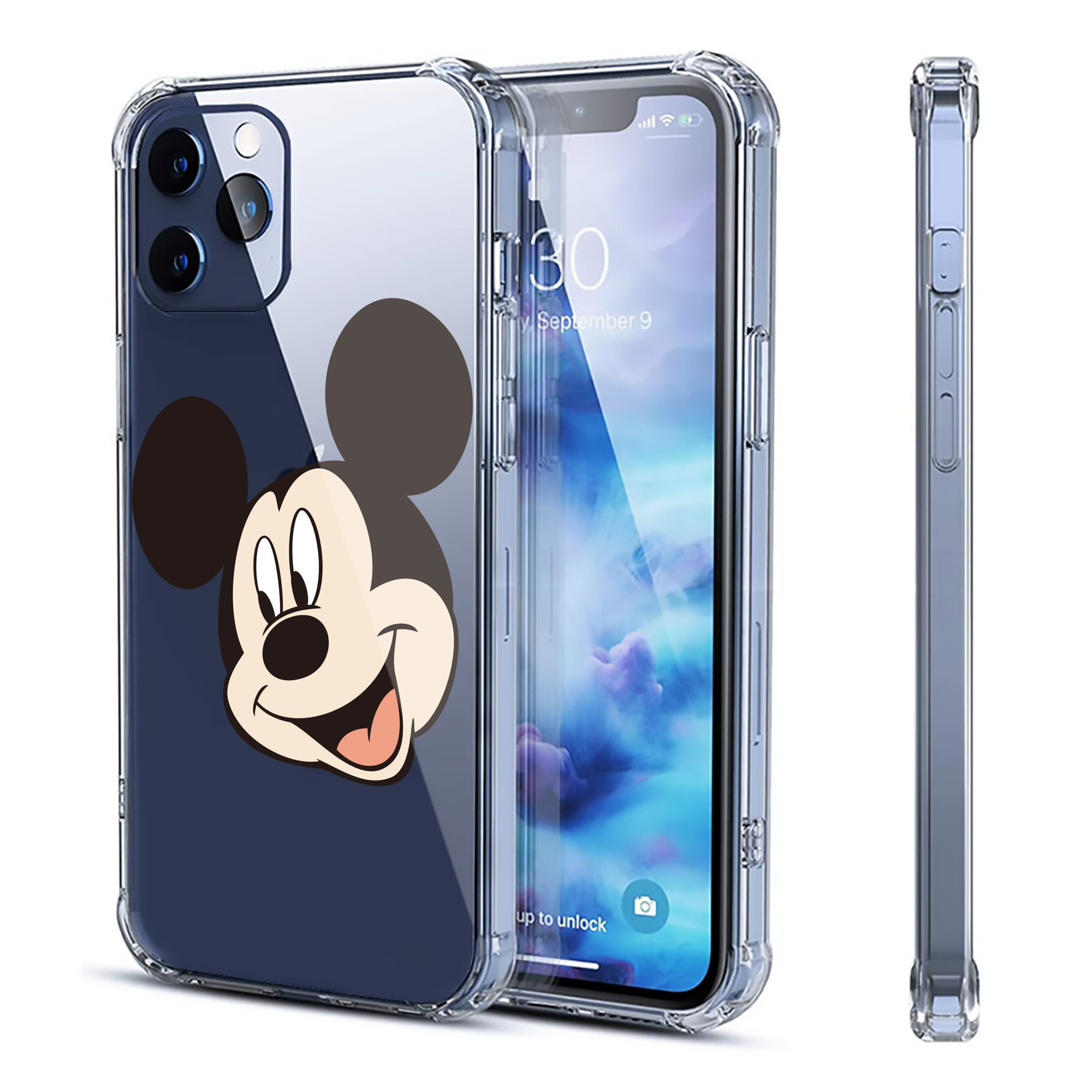 （画像用） ミッキーマウス Mickey Mouse 【iPhone 12シリーズ対応】透明スマホケース（クリアソフトケース）